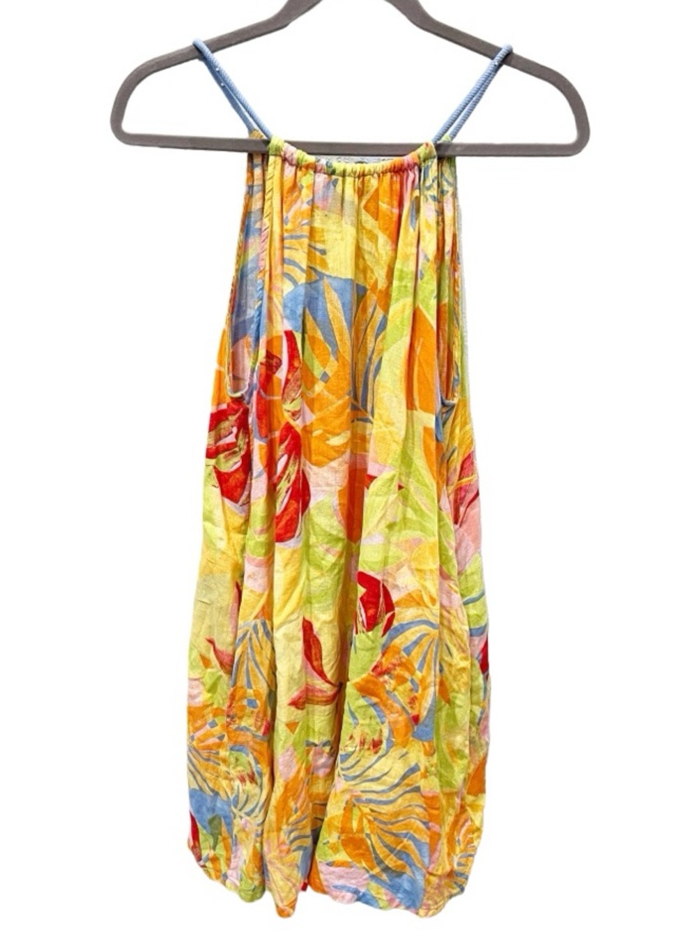 C&C California Tropical Linen Blend Halter Dress Size XL Resortwear Beach Summer